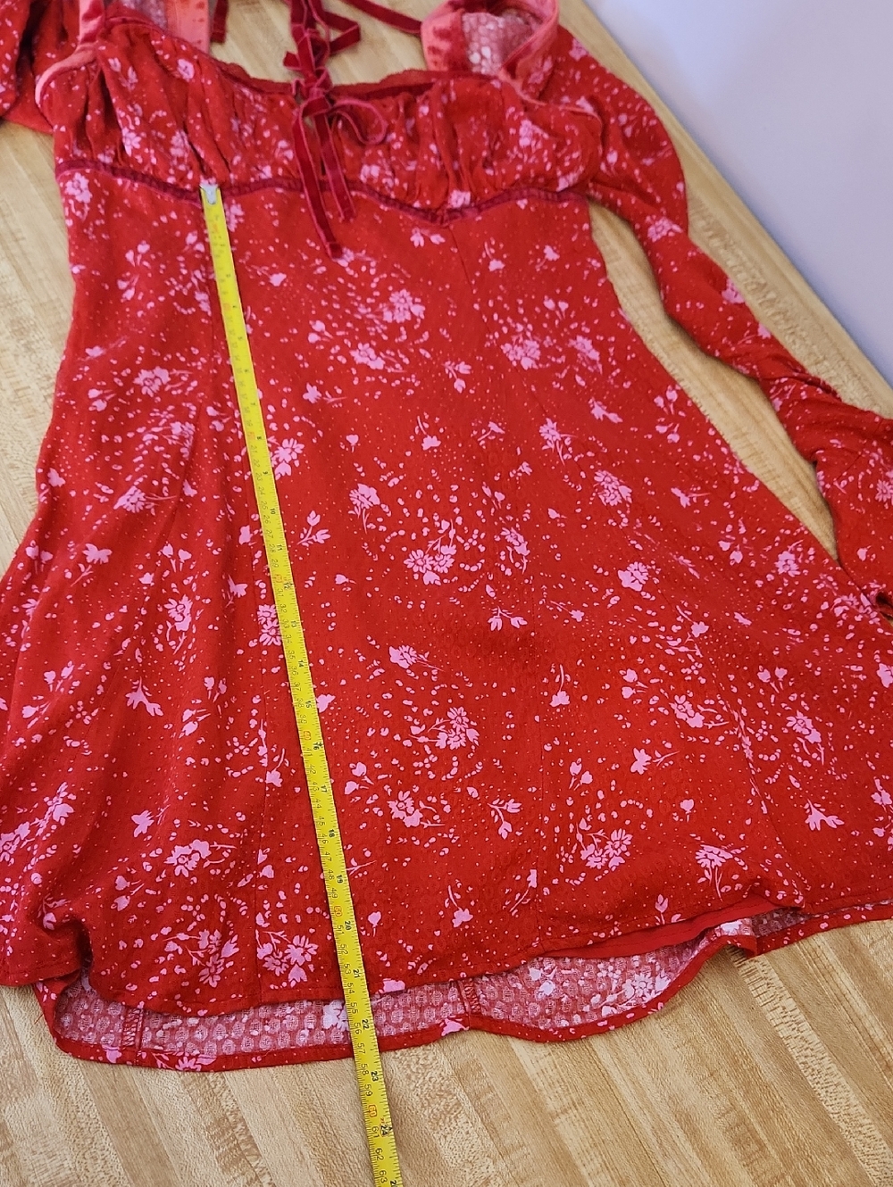 FREE PEOPLE Tess Mini Dress Red Floral Pop Combo, size S - Picture 16 of 16